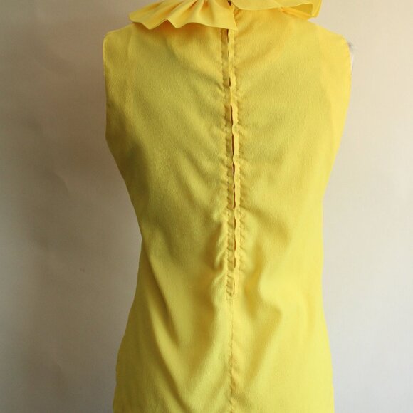 Vintage 1960s Blouse, Teddi of California Yellow Ruffle Collar Top, Zipper Back - Picture 10 of 10